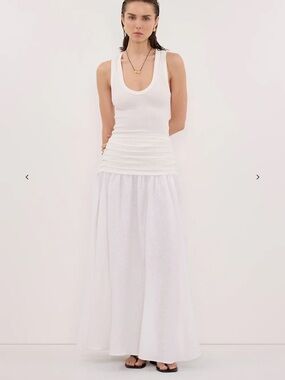 DISSH Hallie White Linen Midi Skirt